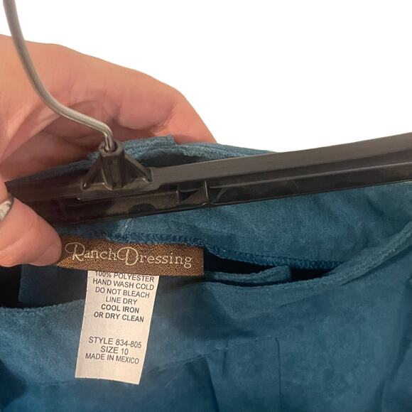 Ranch Dressing NWT Dead Stock Vintage Size 10 Turquoise Faux Suede Pants - Picture 9 of 11